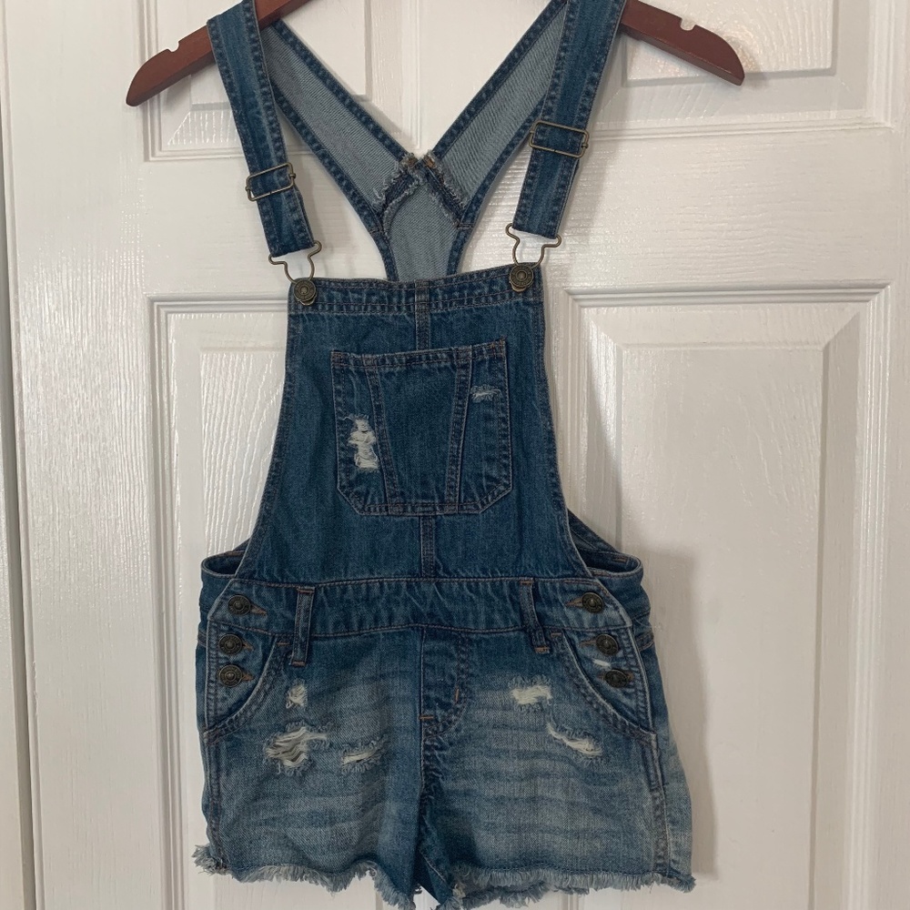 NEW TILLYS Rewash Distressed Denim Overalls